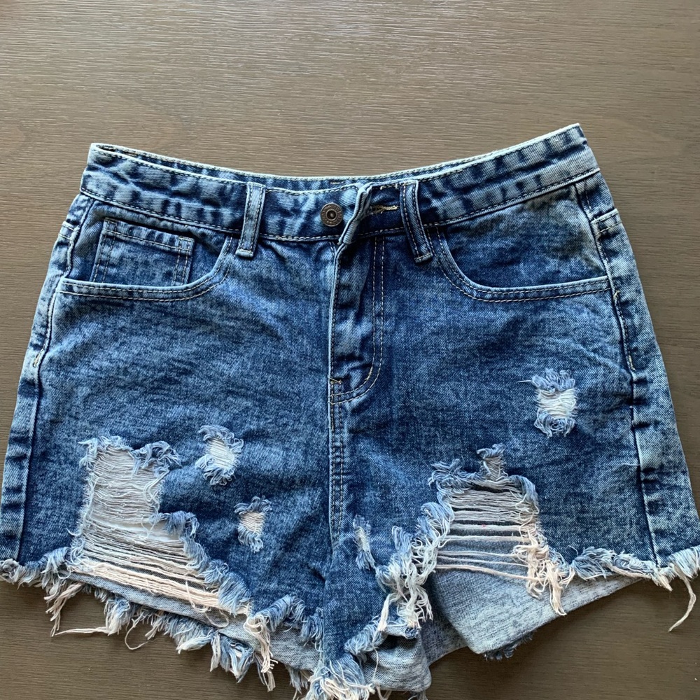 Raw Hem Ripped Denim Shorts XS-SHEIN
